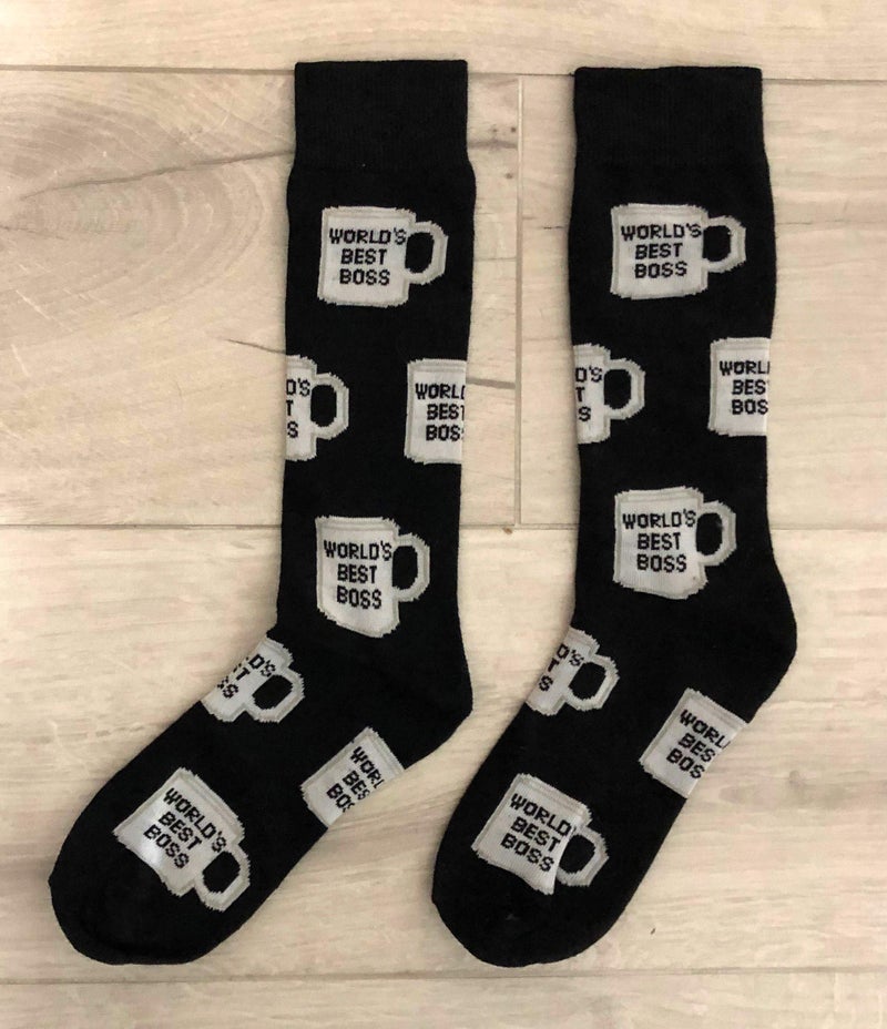 Balanced Co. World's Best Boss Dress Socks Michael Scott Funny (Black) - Image 4